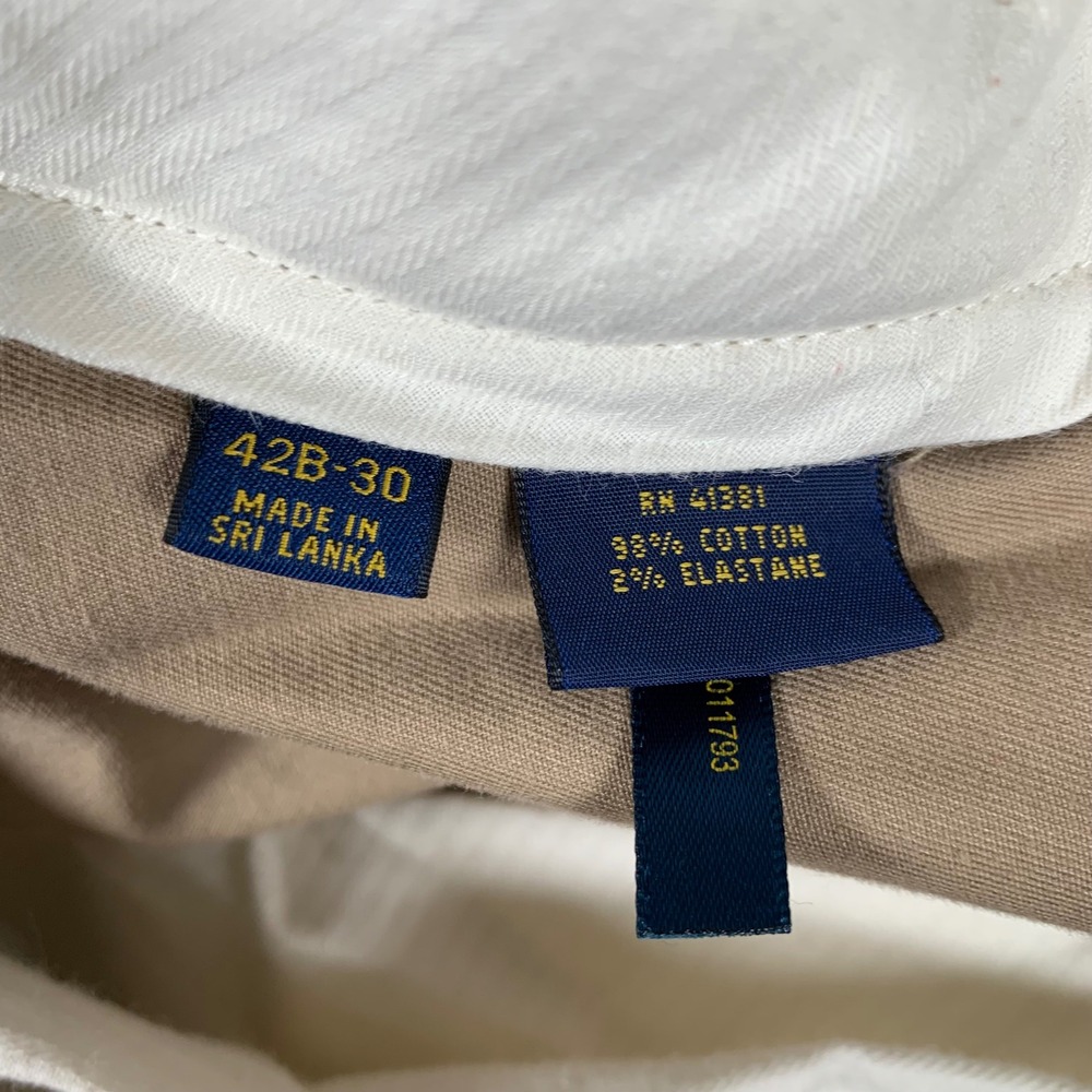 Polo Ralph Lauren Chino Pants Mens 42B-30 Tan Stretch Classic Fit Twill Trousers - Picture 8 of 9